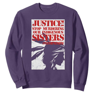 MMIW Awareness Sweatshirt Justice Stop Murdering Our Indigenous Sisters TS10 Purple Print Your Wear