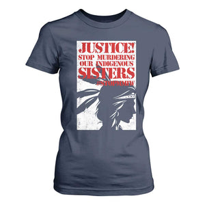 MMIW Awareness T Shirt For Women Justice Stop Murdering Our Indigenous Sisters TS10 Navy Print Your Wear