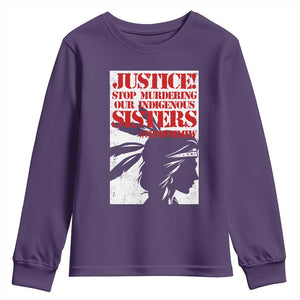 MMIW Awareness Youth Sweatshirt Justice Stop Murdering Our Indigenous Sisters TS10 Purple Print Your Wear