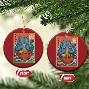 Anime Blue Cat Ramen Christmas Ornament Vintage Japanese Art Funny Kawaii Demon Cat Tiger TS10 Circle Red Print Your Wear