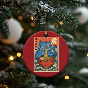 Anime Blue Cat Ramen Christmas Ornament Vintage Japanese Art Funny Kawaii Demon Cat Tiger TS10 Print Your Wear