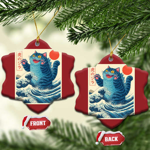 Blue Cat Giant Monster Japanese Art Christmas Ceramic Ornament Kawaii Demon Tiger Funny Kitty Dad Gifts TS10 Snow Flake Red Print Your Wear