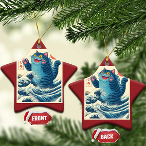 Blue Catzilla Cat Japanese Art Christmas Ornament Kawaii Demon Tiger Funny Kitty Dad Gifts TS10 Star Red Print Your Wear