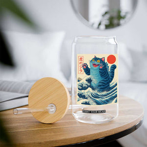 Blue Cat Giant Monster Japanese Art Glass Can Kawaii Demon Tiger Funny Kitty Dad Gifts TS10 Print Your Wear