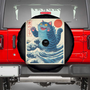 Blue Cat Giant Monster Japanese Art Spare Tire Cover Kawaii Demon Tiger Funny Kitty Dad Gifts TS10 Black Print Your Wear