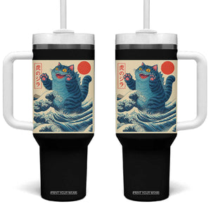 Blue Cat Giant Monster Japanese Art Tumbler With Handle Kawaii Demon Tiger Funny Kitty Dad Gifts TS10 One Size: 40 oz Black Print Your Wear
