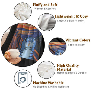 Blue Tiger Scream Throw Blanket Cute Animal Anime Demon Aesthetic Painting TS10 Print Your Wear