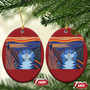 Blue Tiger Scream Christmas Ornament Cute Animal Anime Demon Aesthetic Painting TS10 Oval Red Print Your Wear