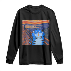 Blue Tiger Scream Long Sleeve Shirt Cute Animal Anime Demon Aesthetic Painting TS10 Black Print Your Wear