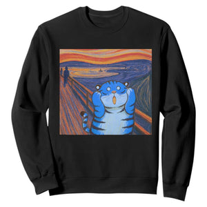 Blue Tiger Scream Sweatshirt Cute Animal Anime Demon Aesthetic Painting TS10 Black Print Your Wear