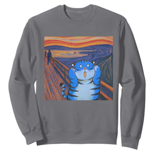 Blue Tiger Scream Sweatshirt Cute Animal Anime Demon Aesthetic Painting TS10 Charcoal Print Your Wear