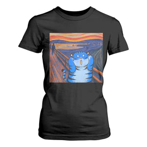 Blue Tiger Scream T Shirt For Women Cute Animal Anime Demon Aesthetic Painting TS10 Black Print Your Wear
