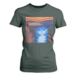 Blue Tiger Scream T Shirt For Women Cute Animal Anime Demon Aesthetic Painting TS10 Dark Forest Green Print Your Wear