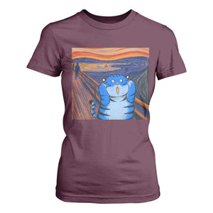 Blue Tiger Scream T Shirt For Women Cute Animal Anime Demon Aesthetic Painting TS10 Maroon Print Your Wear