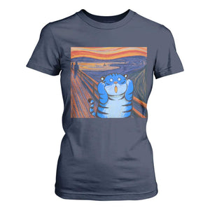 Blue Tiger Scream T Shirt For Women Cute Animal Anime Demon Aesthetic Painting TS10 Navy Print Your Wear