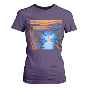 Blue Tiger Scream T Shirt For Women Cute Animal Anime Demon Aesthetic Painting TS10 Purple Print Your Wear