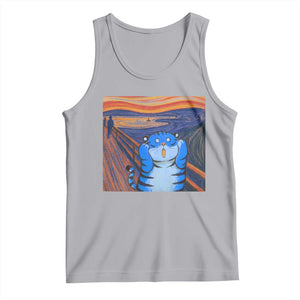 Blue Tiger Scream Tank Top Cute Animal Anime Demon Aesthetic Painting TS10 Athletic Heather Print Your Wear