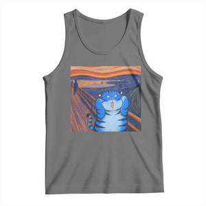 Blue Tiger Scream Tank Top Cute Animal Anime Demon Aesthetic Painting TS10 Black Heather Print Your Wear