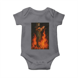 Funny Halloween Witch Baby Onesie Witch Lighting Cigarette With Flames Occult Unholy TS10 Charcoal Print Your Wear