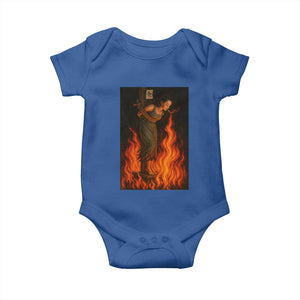 Funny Halloween Witch Baby Onesie Witch Lighting Cigarette With Flames Occult Unholy TS10 Royal Blue Print Your Wear