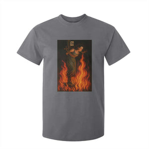 Funny Halloween Witch T Shirt For Kid Witch Lighting Cigarette With Flames Occult Unholy TS10 Charcoal Print Your Wear
