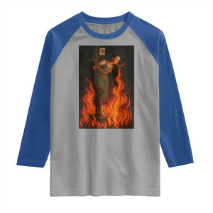 Funny Halloween Witch Raglan Shirt Witch Lighting Cigarette With Flames Occult Unholy TS10 Sport Gray Royal Print Your Wear