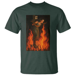 Funny Halloween Witch T Shirt Witch Lighting Cigarette With Flames Occult Unholy TS10 Dark Forest Green Print Your Wear