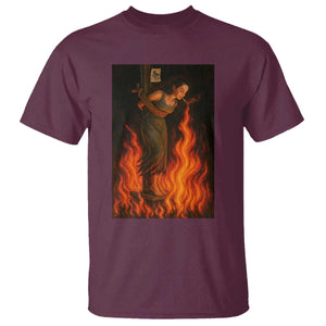 Funny Halloween Witch T Shirt Witch Lighting Cigarette With Flames Occult Unholy TS10 Maroon Print Your Wear