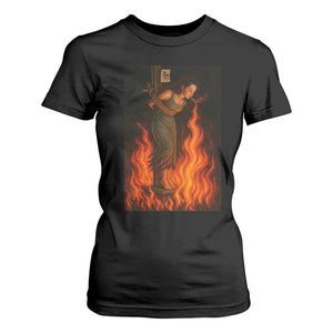 Funny Halloween Witch T Shirt For Women Witch Lighting Cigarette With Flames Occult Unholy TS10 Black Print Your Wear