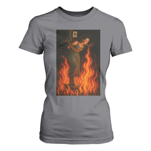 Funny Halloween Witch T Shirt For Women Witch Lighting Cigarette With Flames Occult Unholy TS10 Charcoal Print Your Wear