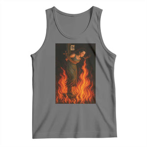 Funny Halloween Witch Tank Top Witch Lighting Cigarette With Flames Occult Unholy TS10 Black Heather Print Your Wear