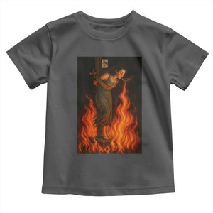 Funny Halloween Witch Toddler T Shirt Witch Lighting Cigarette With Flames Occult Unholy TS10 Dark Heather Print Your Wear