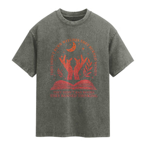 Feminist Witch Washed Cotton T-Shirt They Didnt Burn Witches Women Halloween Feminism