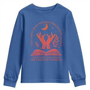 Feminist Witch Youth Sweatshirt They Didnt Burn Witches Women Halloween Feminism TS10 Royal Blue Print Your Wear