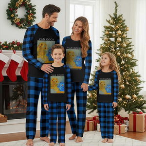 Van Gogh Kpop Fan Plaid Pajama Set Blue Tiger Vintage Art Sunflower Cat TS10 Blue Plaid Print Your Wear