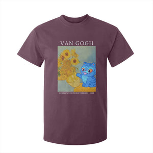 Van Gogh Kpop Fan T Shirt For Kid Blue Tiger Vintage Art Sunflower Cat TS10 Maroon Print Your Wear