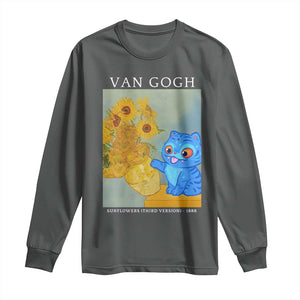Van Gogh Kpop Fan Long Sleeve Shirt Blue Tiger Vintage Art Sunflower Cat TS10 Dark Heather Print Your Wear