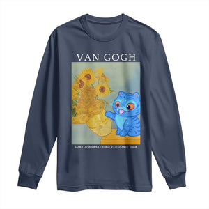Van Gogh Kpop Fan Long Sleeve Shirt Blue Tiger Vintage Art Sunflower Cat TS10 Navy Print Your Wear