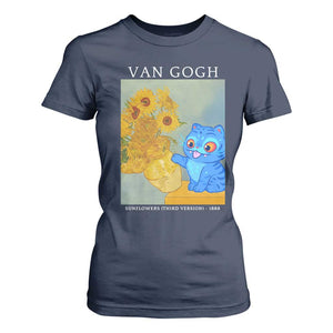 Van Gogh Kpop Fan T Shirt For Women Blue Tiger Vintage Art Sunflower Cat TS10 Navy Print Your Wear