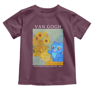 Van Gogh Kpop Fan Toddler T Shirt Blue Tiger Vintage Art Sunflower Cat TS10 Maroon Print Your Wear