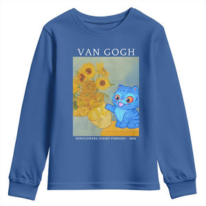 Van Gogh Kpop Fan Youth Sweatshirt Blue Tiger Vintage Art Sunflower Cat TS10 Royal Blue Print Your Wear