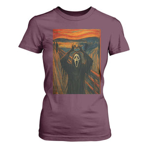 Ghost Heart Hands T Shirt For Women Scary Face Horror Halloween TS10 Maroon Print Your Wear
