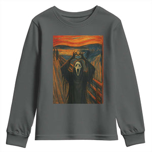 Ghost Heart Hands Youth Sweatshirt Scary Face Horror Halloween TS10 Dark Heather Print Your Wear