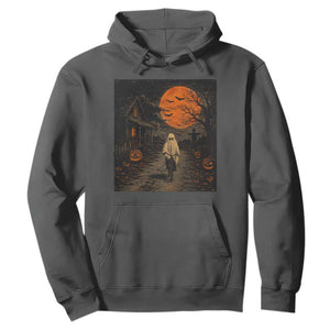 Halloween Spooky Ghost Biking Hoodie Vintage Ghost Riding Bicycle Gothic Moonlit Pumpkin Autumn Graphic