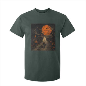Halloween Spooky Ghost Biking T Shirt For Kid Vintage Ghost Riding Bicycle Gothic Moonlit Pumpkin Autumn Graphic