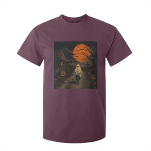 Halloween Spooky Ghost Biking T Shirt For Kid Vintage Ghost Riding Bicycle Gothic Moonlit Pumpkin Autumn Graphic