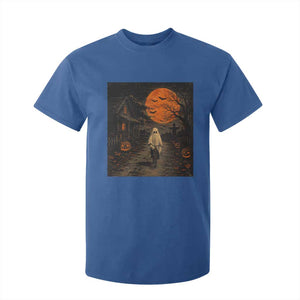 Halloween Spooky Ghost Biking T Shirt For Kid Vintage Ghost Riding Bicycle Gothic Moonlit Pumpkin Autumn Graphic