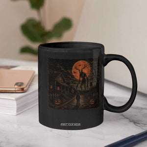 Wendigo Halloween Coffee Mug Vintage Deer Skull Spooky Night Graphic