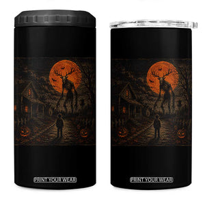 Wendigo Halloween 4 in 1 Can Cooler Tumbler Vintage Deer Skull Spooky Night Graphic