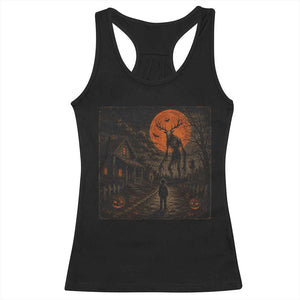 Wendigo Halloween Racerback Tank Top Vintage Deer Skull Spooky Night Graphic